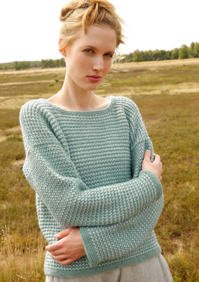 Strickanleitung Pullover Mit 2 Farbigem Muster Rebecca